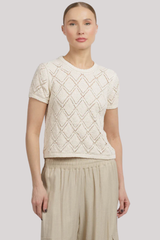White + Warren - Cotton Pointelle Top - IVORY