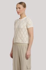 White + Warren - Cotton Pointelle Top - IVORY