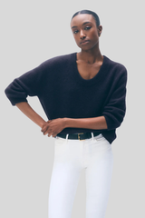 White + Warren - Featherweight Cashmere Scoopneck Tee - DEEPNAVY