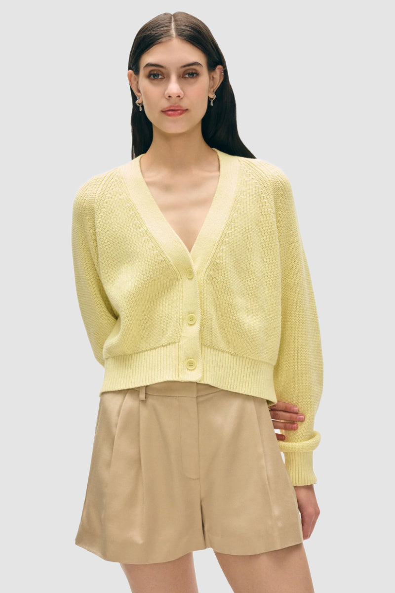 White + Warren - Organic Cotton Ribbed Cardigan - LEMONSOR