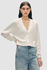 White + Warren - Organic Cotton Ribbed Cardigan - WHITE