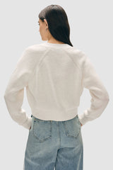White + Warren - Organic Cotton Ribbed Cardigan - WHITE