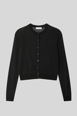 White + Warren - Paperfine Crewneck Cardigan - BLACK