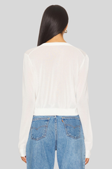 White + Warren - Paperfine Crewneck Cardigan - WHITE