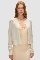 White + Warren - Superfine Cashmere Blend Button Cardigan - WHITE