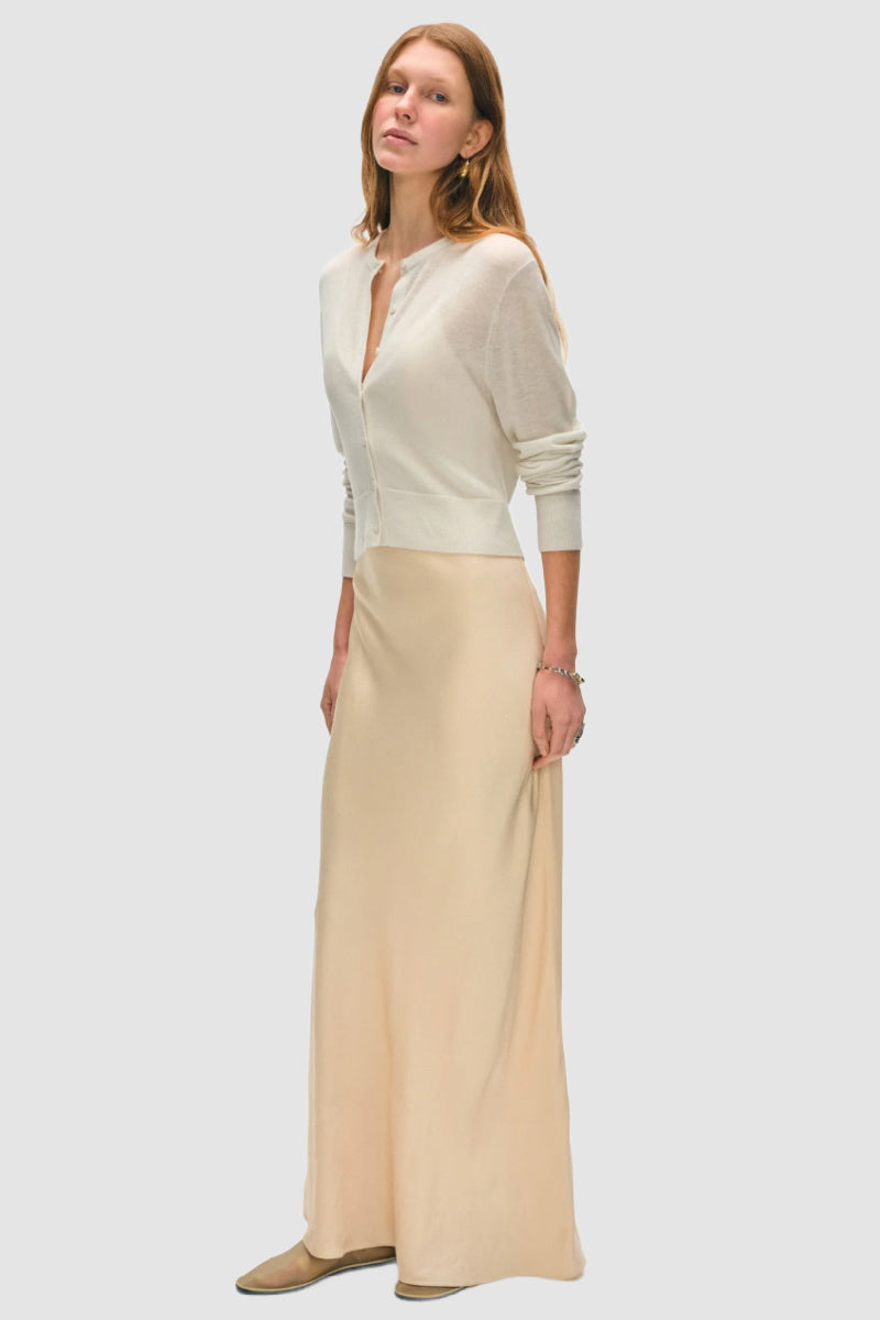 White + Warren - Superfine Cashmere Blend Button Cardigan - WHITE