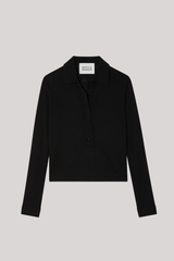 White + Warren - Superfine Merino Polo - BLACK