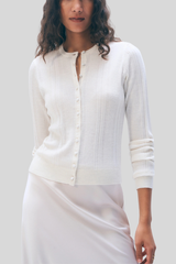 White + Warren - Superfine Merino Wool Cardigan - IVORY