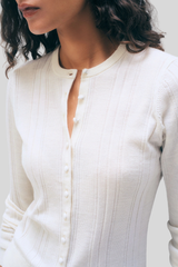 White + Warren - Superfine Merino Wool Cardigan - IVORY