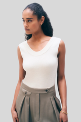 White + Warren - Superfine Merino Wool Tank Top - IVORY