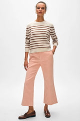 White + White - Cashmere Striped Crew - NATUSBRW