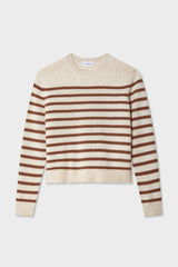 White + White - Cashmere Striped Crew - NATUSBRW