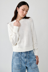 White + Warren - Cotton Blend Beachy Crew - WHITE