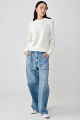 White + Warren - Cotton Blend Beachy Crew - WHITE