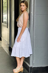 Luna Luz - Layered Skirt With Frayed Hem - WHITE